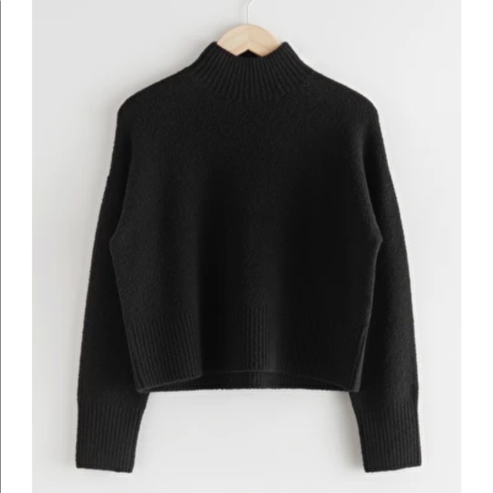 & Other Stories cropped black turtleneck mock neck sweater